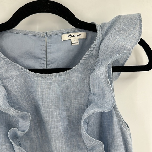 Madewell Bellflower Ruffle Dress Craft Blue 2 - Picture 6 of 9